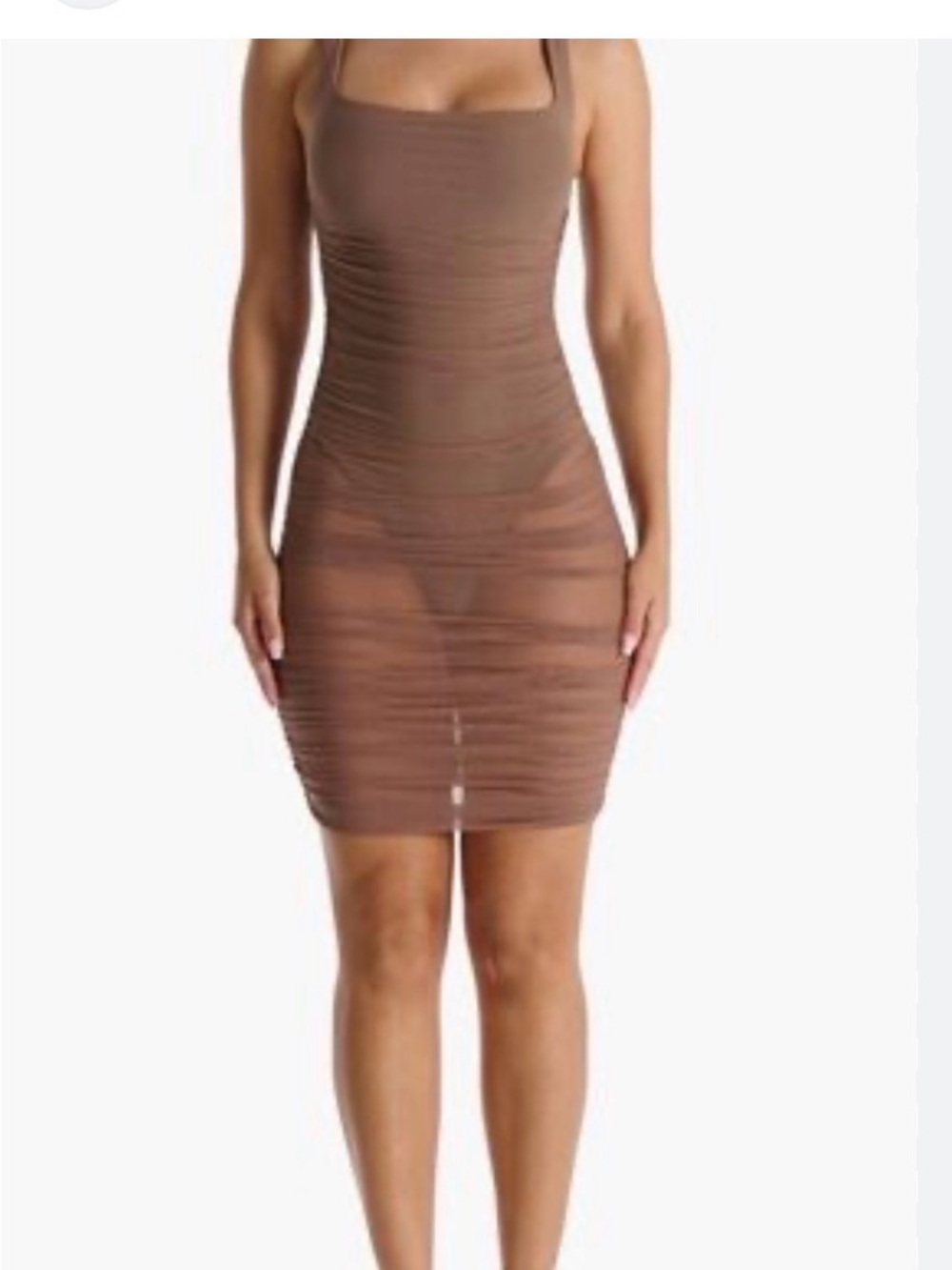 NWT Naked Wardrobe sexy mesh brown Midi Dress